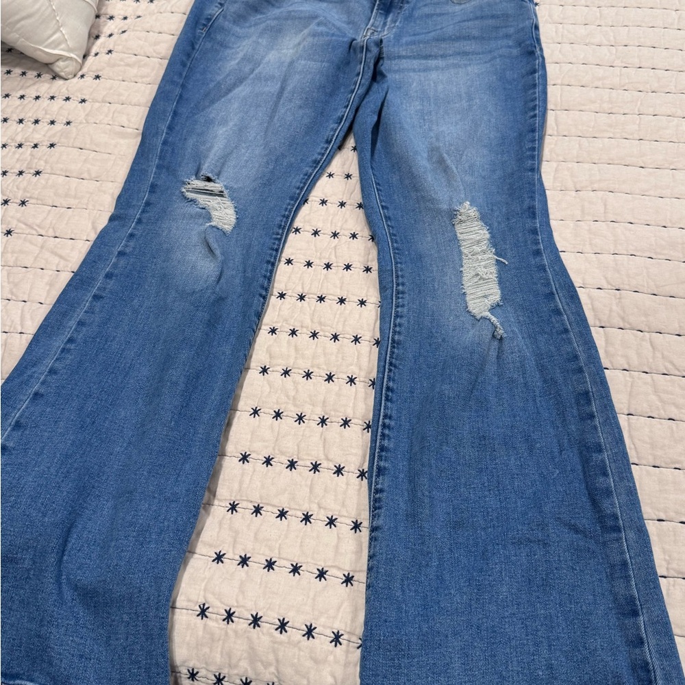 Lucky Brand Blue Distressed Flare Jeans